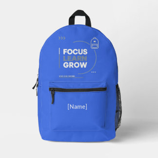 Focus Learn Grow / Motivación y Éxito Escolar Bedruckter Rucksack