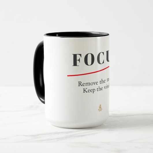 FOCUS Minimalist Motivational — Clean Mode Tasse (Vorderseite Links)