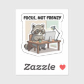Focus Not Frenzy Sticker Productivity Cute Raccoon (Blatt)