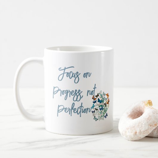 Focus on progress, not perfection kaffeetasse (Mit Donut)
