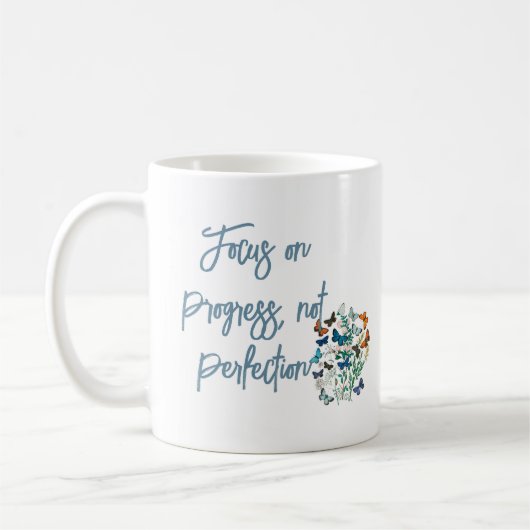 Focus on progress, not perfection kaffeetasse (Links)