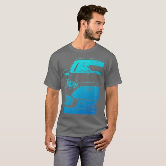 Focus RS Auto verwendet Stil Lüfter Art Cyan T-Shirt (Vorne ganz)