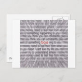 "FOCUS"-SWAY POSTKARTE (Vorne/Hinten)