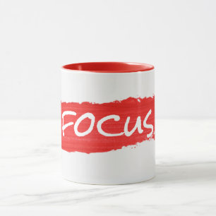FOCUS-Text in roter Farbe Tasse
