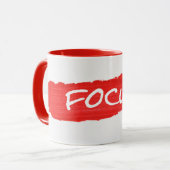 FOCUS-Text in roter Farbe Tasse (Vorderseite Links)