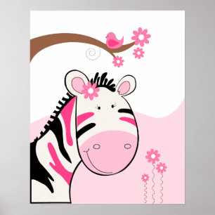 Foebe's Zebra (schwarz/rosa) Poster Print