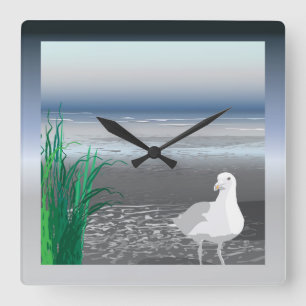 Fog Bank Seagull Quadratische Wanduhr