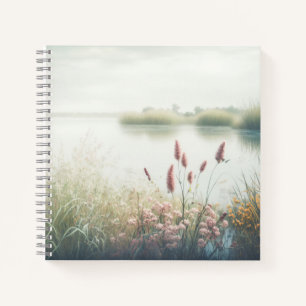 Fog Calm Lake Ruhige Natur Friedlicher Saisonfluss Notizblock