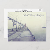 Fog Covered Pier South Haven Michigan Lighthouse Postkarte (Vorne/Hinten)