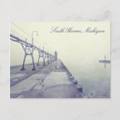 Fog Covered Pier South Haven Michigan Lighthouse Postkarte (Vorderseite)