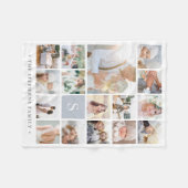 Fog Gray Monogram Fotomaterial Collage Fleecedecke (Vorderseite (Horizontal))