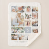 Fog Gray Monogram Fotomaterial Collage Sherpadecke (Vorderseite)