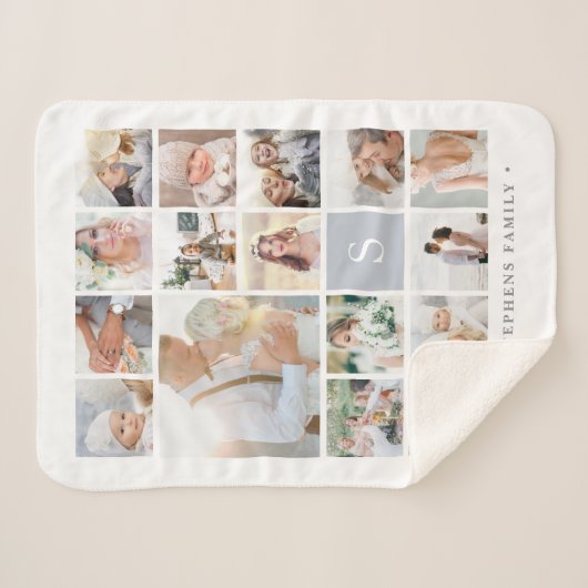 Fog Gray Monogram Fotomaterial Collage Sherpadecke (Vorderseite (Horizontal))