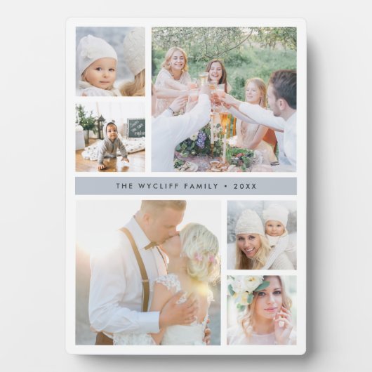 Fog Gray Stripe FotoCollage Fotoplatte (Vorderseite)