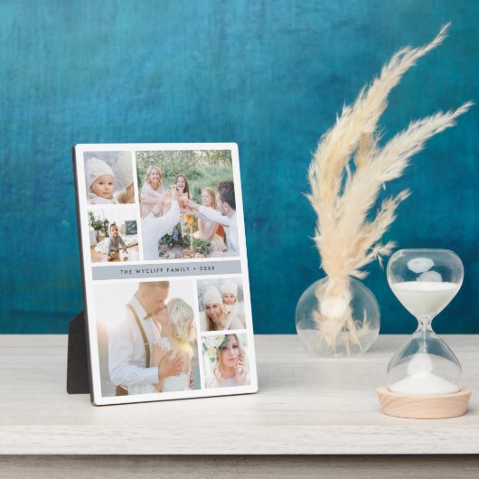 Fog Gray Stripe FotoCollage Fotoplatte (Seite)