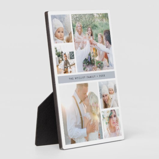 Fog Gray Stripe FotoCollage Fotoplatte (Seite)