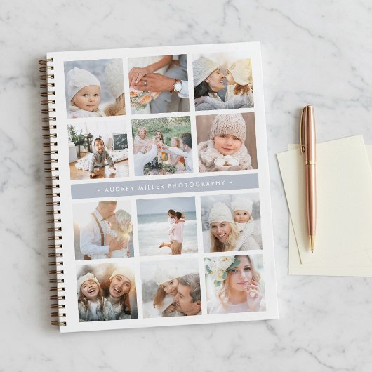 Fog Gray Stripe FotoCollage Notizbuch