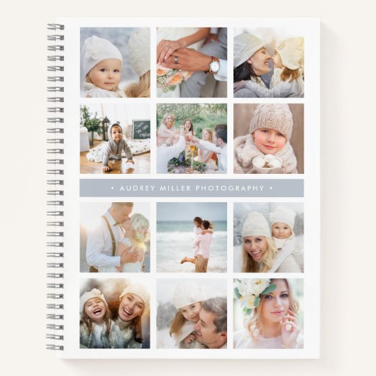 Fog Gray Stripe FotoCollage Notizbuch (Vorderseite)