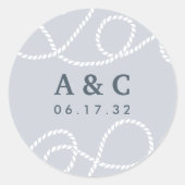 Fog | Seaworthy Wedding Monogram Runder Aufkleber (Vorderseite)