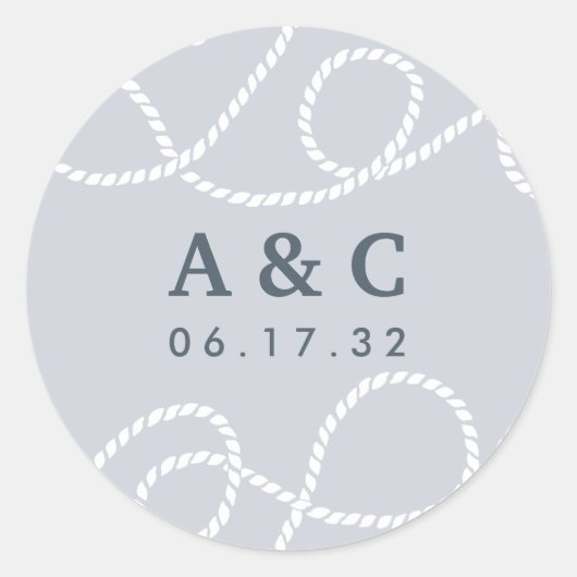 Fog | Seaworthy Wedding Monogram Runder Aufkleber (Vorderseite)