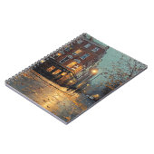 Foggy Autumn Corner Pub Street Notebook Notizblock (Linke Seite)
