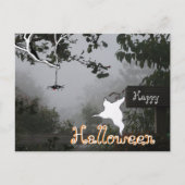 Foggy Autumn & Spider Ghost HALLOWEEN Postcard Postkarte (Vorderseite)