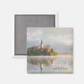 Foggy Bled Lake Sunrise-Textmagnet Magnet (Vorderseite/Rückseite)