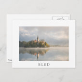 Foggy Bled Lake sunrise weiße Postkarte (Vorne/Hinten)