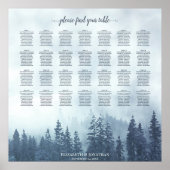 Foggy Blue Pines 28 Table Wedding Seating Chart Poster (Vorne)