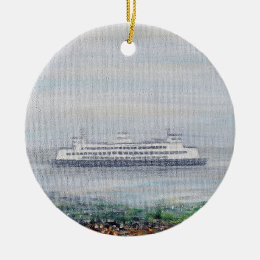 Foggy Ferry Painting Keramik Ornament (Vorne)