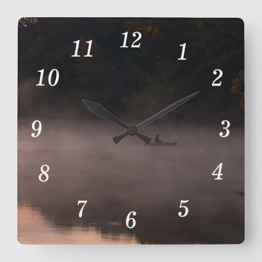 Foggy Fishing Wall Clock Quadratische Wanduhr (Vorderseite)