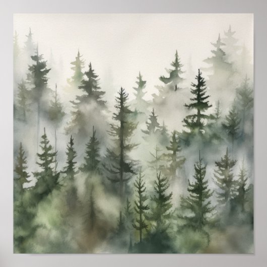 Foggy Forest Landschaft Art Print Poster (Vorne)