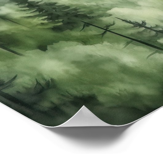 Foggy Forest Landschaft Art Print Poster (Ecke)