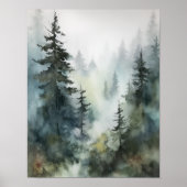 Foggy Forest Landschaft Art Print Poster (Vorne)