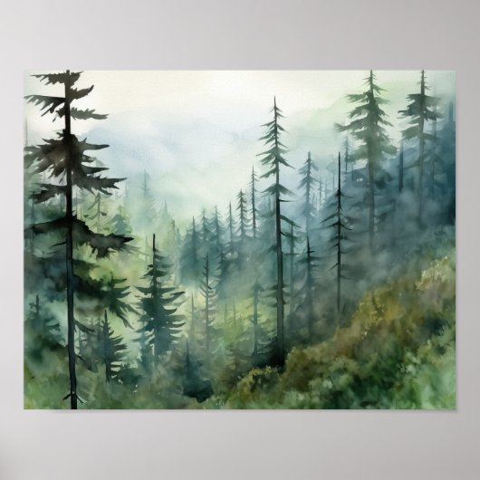 Foggy Forest Landschaft Art Print Poster (Vorne)