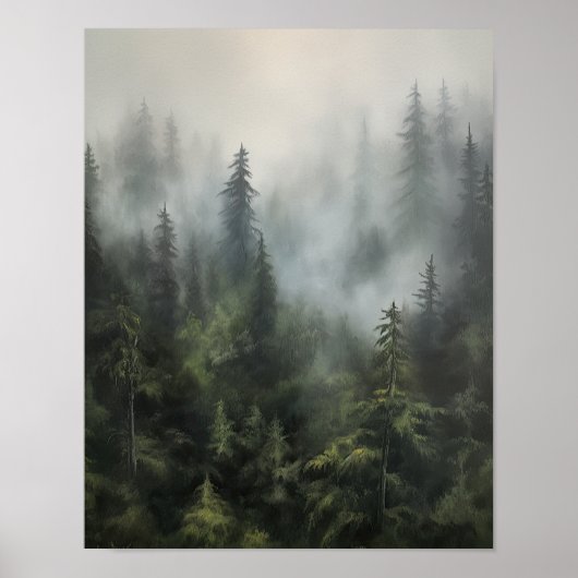 Foggy Forest Landschaft Art Print Poster (Vorne)