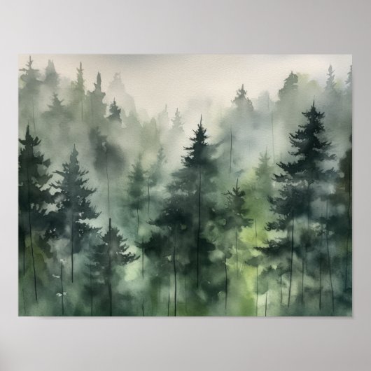 Foggy Forest Landschaft Art Print Poster (Vorne)