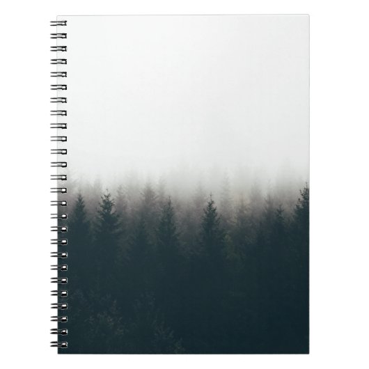 Foggy Forest Pine Mountain Ästhetische Kunst Notizblock (Vorderseite)