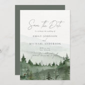 Foggy Forest Pine Tree Save the Date CARD Einladung (Vorne/Hinten)