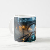 Foggy Forest Railroad Lantern Passage Mug Kaffeetasse (Vorderseite Links)