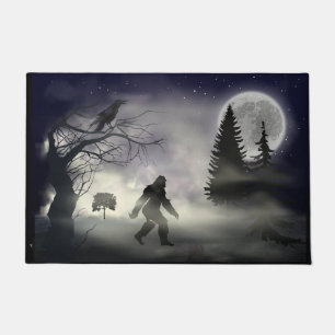 Foggy Forest - Raven and Bigfoot Sasquatch Fußmatte