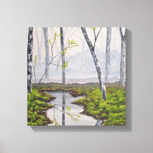 Foggy Forest Stretched Canvas Print Leinwanddruck (Vorderseite)