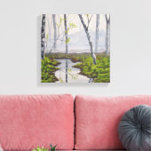 Foggy Forest Stretched Canvas Print Leinwanddruck (Insitu (Wohnzimmer))