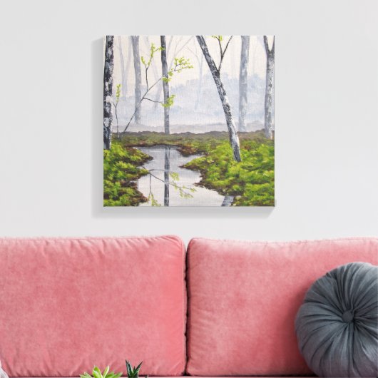Foggy Forest Stretched Canvas Print Leinwanddruck (Insitu (Wohnzimmer))