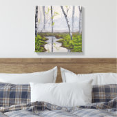 Foggy Forest Stretched Canvas Print Leinwanddruck (Insitu (Schlafzimmer))
