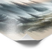 Foggy Forest Trees Landschaftsbild Malerei Fotodruck (Ecke)