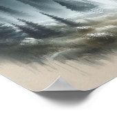 Foggy Forest Trees Landschaftsbild Malerei Poster (Ecke)