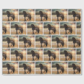 Foggy Friesian Morning Horse Geschenkpapier (Flach)