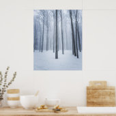 Foggy gefrorener Winterwald Poster (Küche)