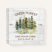 Foggy Green Forest Watercolor Cabin Gästebuch Notizblock (Vorderseite)